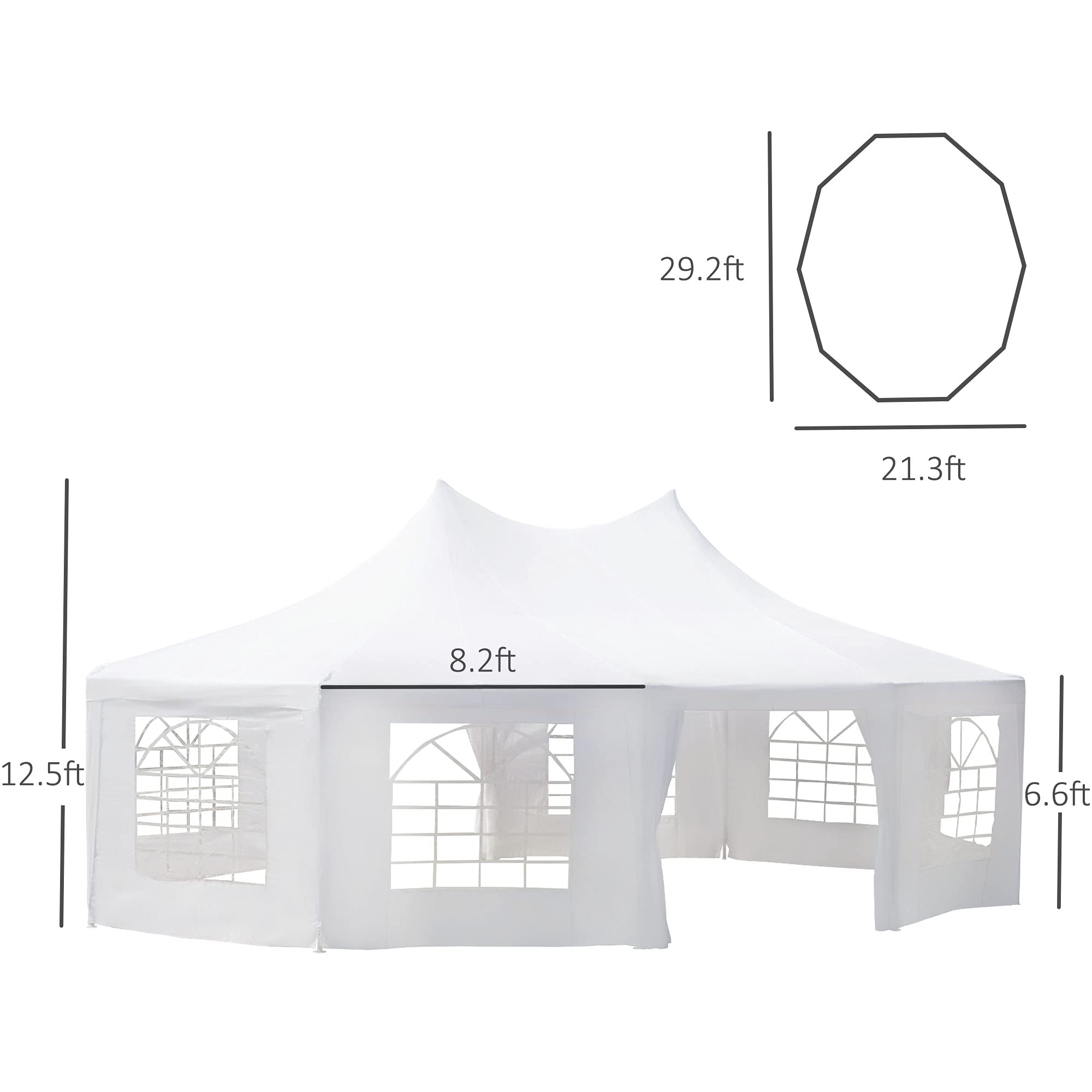 Outsunny 29 x 21 ft Party Tent, Wedding Tent with Sidewalls, Heavy Duty Event Tent with 2 Doors and 8 Windows, Outdoor Gazebo Tent for Party, White