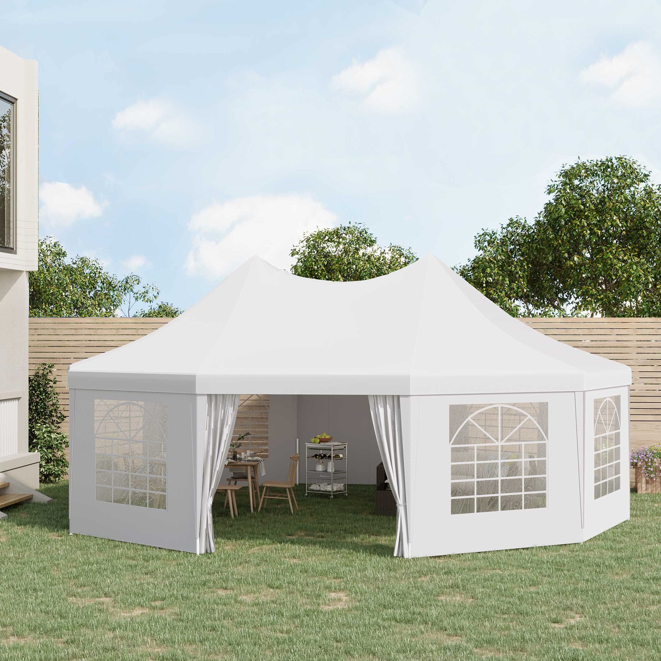 Outsunny 29 x 21 ft Party Tent, Wedding Tent with Sidewalls, Heavy Duty Event Tent with 2 Doors and 8 Windows, Outdoor Gazebo Tent for Party, White