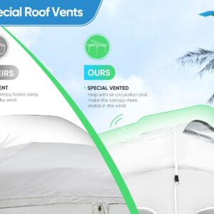 Quictent 10x10 Pop up Canopy Tent Easy One Person Set up, Portable Instant Shelter with Vent, Ez up Canopy with Reflective Top and Fluorescent Rope for Camping Backyard Patio-White