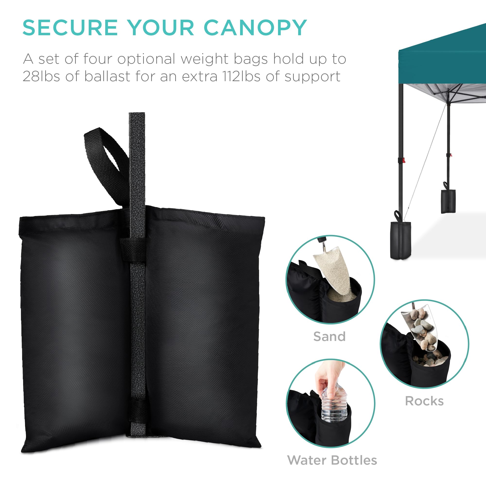 Best Choice Products 10x10ft 1-Person Setup Pop Up Canopy Tent Instant Portable Shelter w/ 1-Button Push, Case, 4 Weight Bags - Cerulean