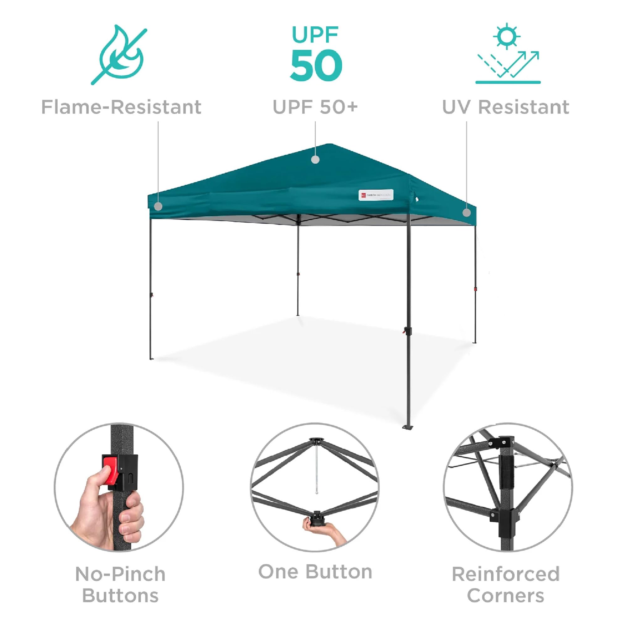 Best Choice Products 10x10ft 1-Person Setup Pop Up Canopy Tent Instant Portable Shelter w/ 1-Button Push, Case, 4 Weight Bags - Cerulean