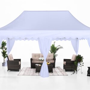 ABCCANOPY Patio Pop Up Canopy Tent with Curtain 10x20 Event-Series (White)