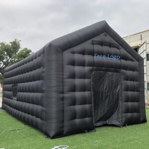 Large Black Inflatable Cube Wedding Tent Square Gazebo Event Room Big Mobile Portable Night Club Tent Party Pavilion for Backyard/Outdoor Events(29.5ftx16.5ft)