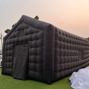 Large Black Inflatable Cube Wedding Tent Square Gazebo Event Room Big Mobile Portable Night Club Tent Party Pavilion for Backyard/Outdoor Events(29.5ftx16.5ft)