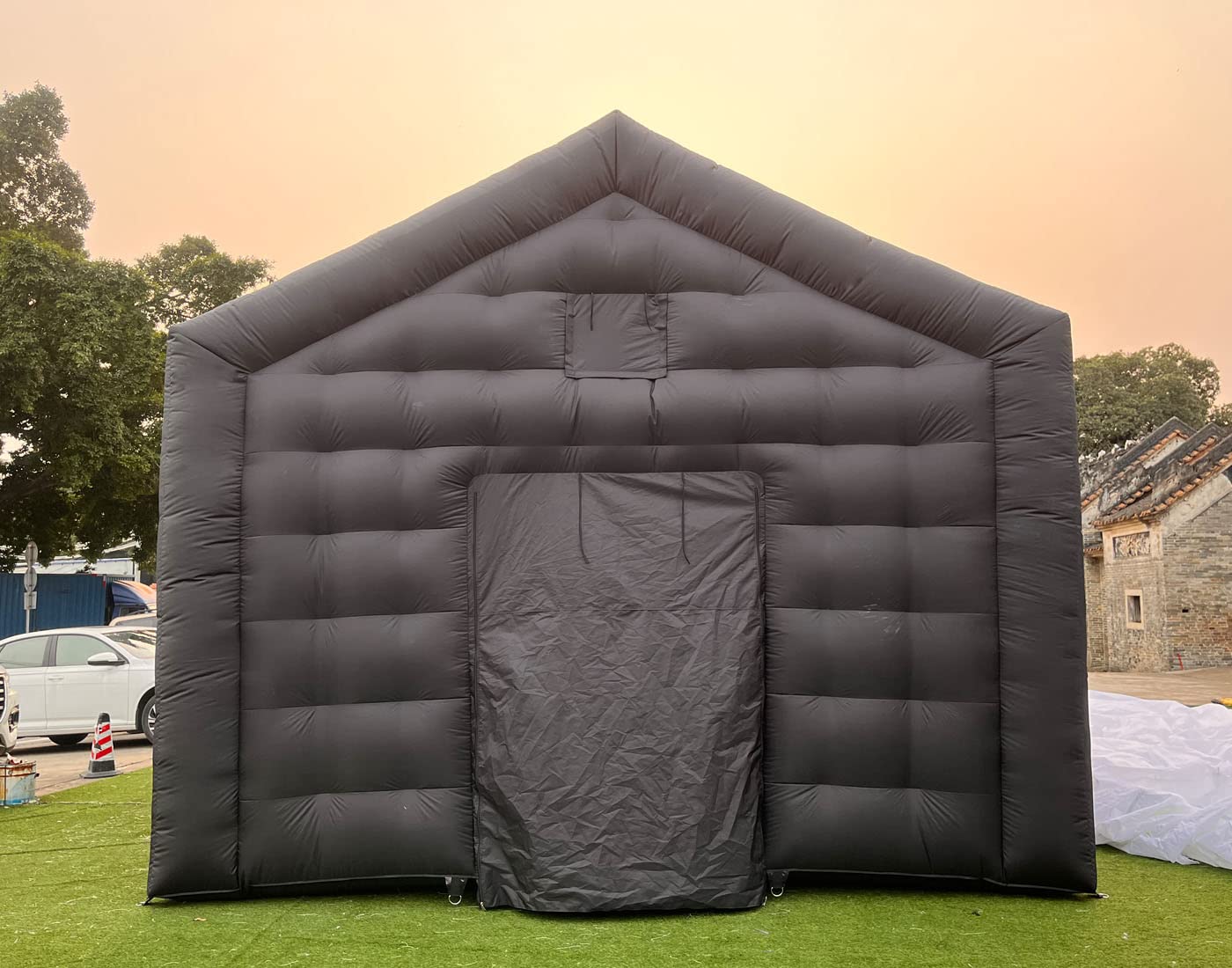 Large Black Inflatable Cube Wedding Tent Square Gazebo Event Room Big Mobile Portable Night Club Tent Party Pavilion for Backyard/Outdoor Events(29.5ftx16.5ft)