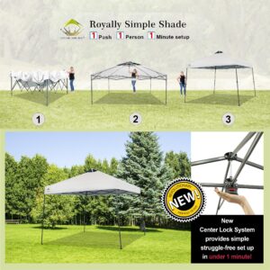 CROWN SHADES 9x9 Pop Up Canopy Tent, Outdoor Canopy with Wheeled Bag, Slant Leg One Push Pop up Tent, Wheeled Bag, 8 Stakes, 4 Ropes(White)