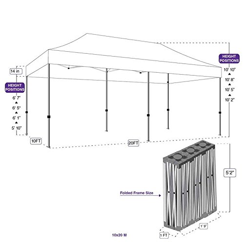 Impact Canopy 10' x 20' Pop-Up Canopy Tent Frame, Replacement Aluminum Frame with Dust Cover