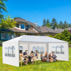 Kcelarec 10' X 20' Outdoor Wedding Party Tent Camping Shelter Gazebo Canopy with Removable Sidewalls Easy Set Gazebo BBQ Pavilion Canopy Cater Events (Style 2-with 4 Sidewalls)