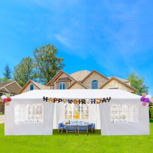 BELANITAS 10x30 Tents for Parties,Heavy Duty Party Tents with 7 Windows Sidewalls, Outdoor Tents with Iron Tube,Wedding Tent for Love,Event Tent for Home,Garden, White