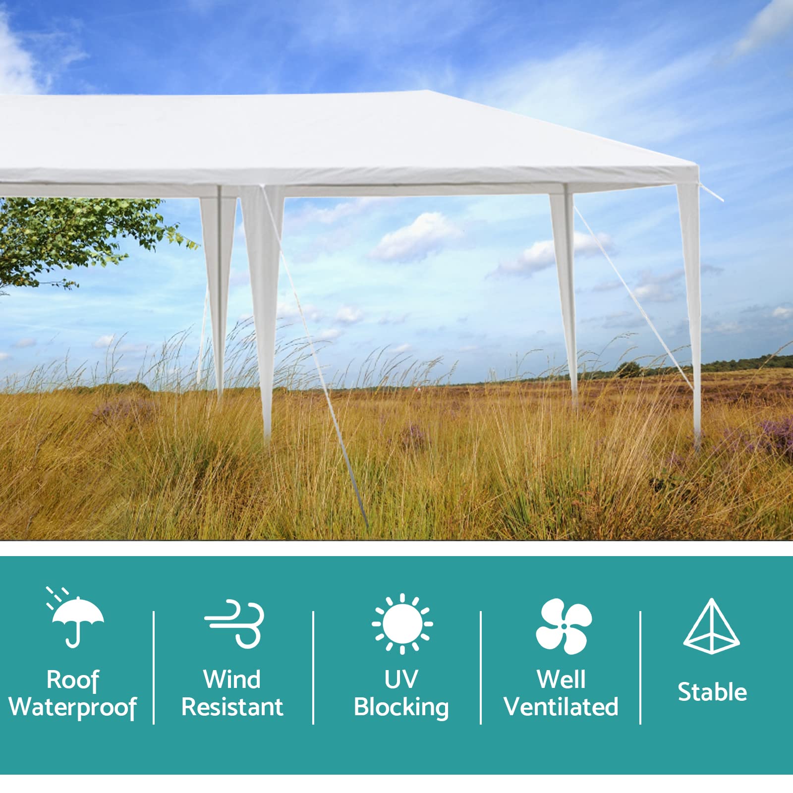 BELANITAS 10x30 Tents for Parties,Heavy Duty Party Tents with 7 Windows Sidewalls, Outdoor Tents with Iron Tube,Wedding Tent for Love,Event Tent for Home,Garden, White