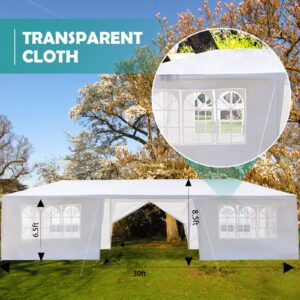 BELANITAS 10x30 Tents for Parties,Heavy Duty Party Tents with 7 Windows Sidewalls, Outdoor Tents with Iron Tube,Wedding Tent for Love,Event Tent for Home,Garden, White