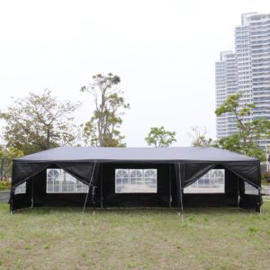 10' x 30' party tent,wedding tent with 8 removable sidewalls,patio canopy tent, outdoor patio gazebo with spiral tubes for party,wedding,bbq, waterproof (10' x 30'- 8 removable sidewalls, black)