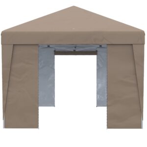 Outsunny 10' x 19.5' Pop Up Canopy Tent with Sidewalls, UPF 30+ Height Adjustable Large Party Tent Event Shelter with Leg Weight Bags and Wheeled Carry Bag for Garden, Patio, Brown