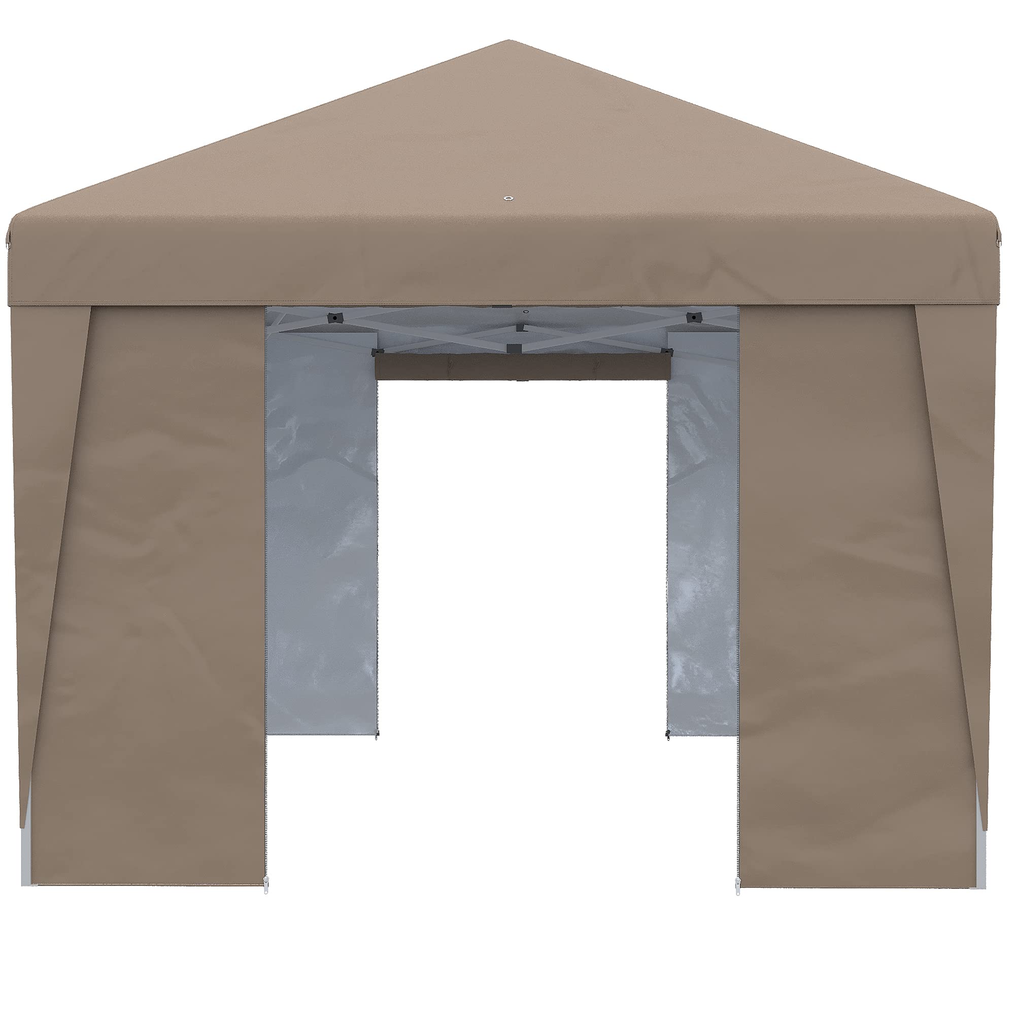 Outsunny 10' x 19.5' Pop Up Canopy Tent with Sidewalls, UPF 30+ Height Adjustable Large Party Tent Event Shelter with Leg Weight Bags and Wheeled Carry Bag for Garden, Patio, Brown