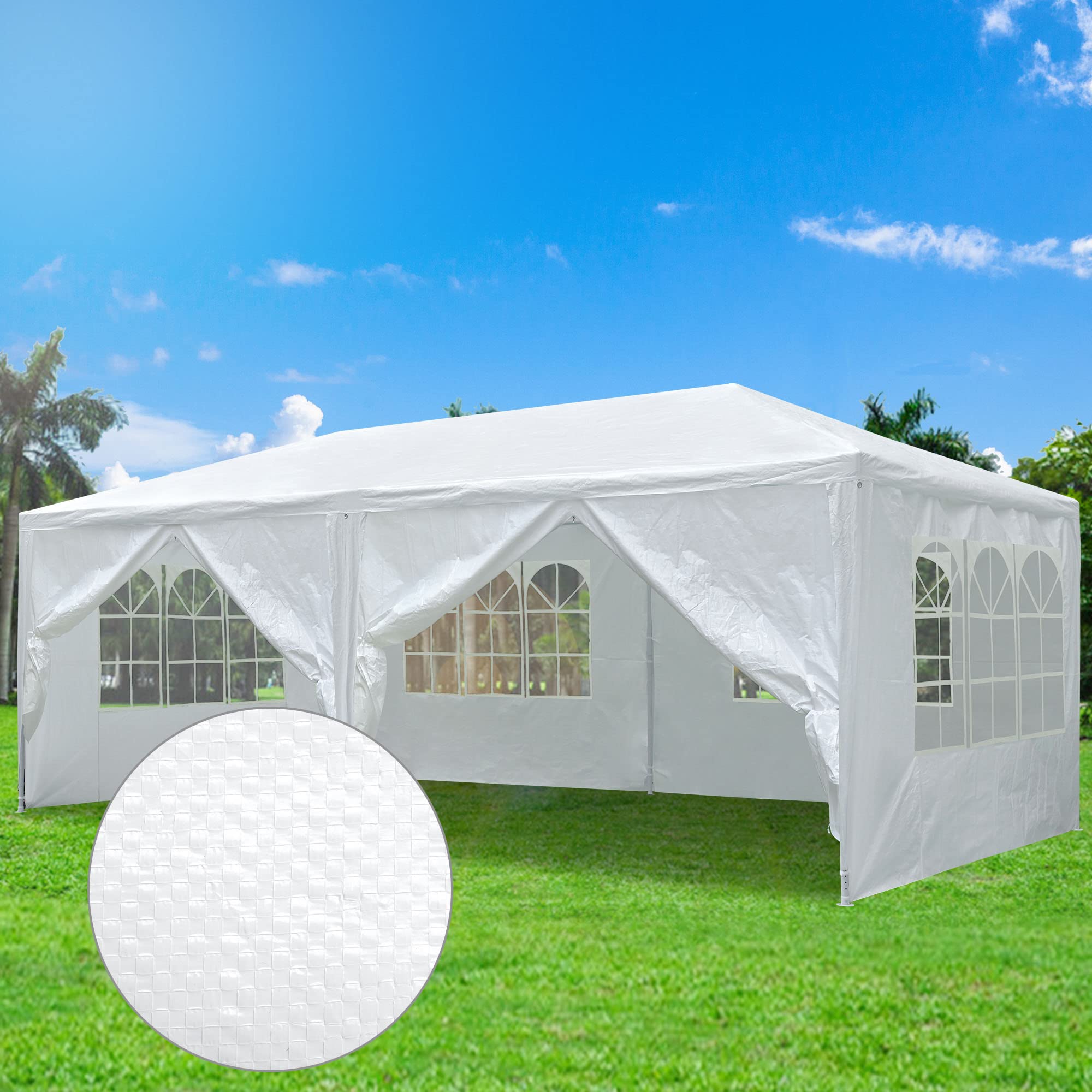 Yescom 10'x20' White Outdoor Wedding Party Patio Enclosed Canopy Tent w/Removable Side Wall Canopy Sun Shelter