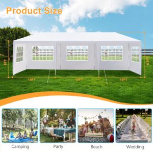 Outdoor Gazebo Canopy Wedding Party Tent Camping Shelter Commercial Instant Shelter Waterproof Tent with Removable Side Walls (10'x30' with 5 Sidewalls)