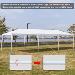 YYAO Outdoor Gazebo Canopy 10 x 30 ft White Waterproof Wedding Canopy Tent with Removable Sidewalls and Windows Heavy Duty Tent for Party Events- 5 Sides