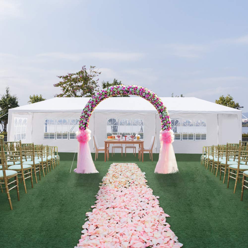 YYAO Outdoor Gazebo Canopy 10 x 30 ft White Waterproof Wedding Canopy Tent with Removable Sidewalls and Windows Heavy Duty Tent for Party Events- 5 Sides