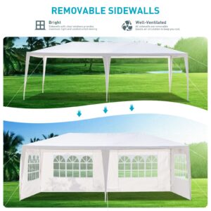 10'x20' Outdoor Party Tent, Large Wedding Birthday Tents for Parties, White Canopy Tent with 4 Removable Sidewalls & Transparent Windows, Outside Gazebo Event Tent for Garden, Patio and Backyard