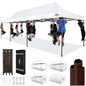 COBIZI Heavy Duty 10x30 Party Tent, Commercial 10x30 pop up canopy for Parties Waterproof Gazebos with 8 Sidewalls, All Season Wind & Waterproof UPF50+,Stable Thickened Frame