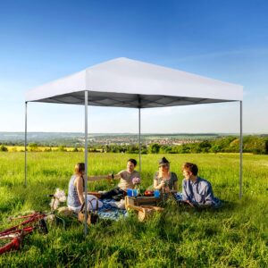 MFSTUDIO 10x10 Outdoor Pop Up Canopy Tent,Easy Set-up Straight Leg Folding Instant Shelter for Beach,Party and Camping, 100 Sq. Ft of Shade (White)