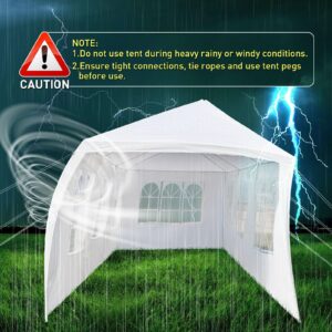 10x30 Outdoor Party Tent, Large Wedding Birthday Tents for Parties, White Canopy Tent with 8 Removable Sidewalls & Transparent Windows, Outside Gazebo Event Garden, Patio and Backyard