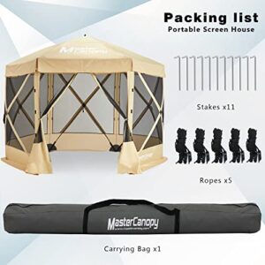 MASTERCANOPY 10x10 Portable Screen House Room Pop up Gazebo Outdoor Camping Tent with Carry Bag(10x10,Beige)