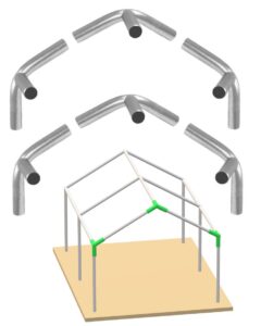 canopy fittings 1-3/8" high peak carport connectors set for shelter deck shed frame 6, 9, 12, 15 legs, 6/pack (3-way galvanized)