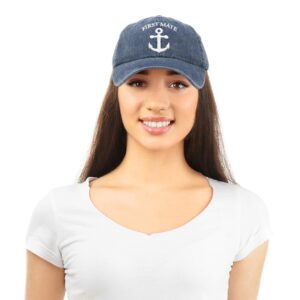 DALIX First Mate Hat Sailing Baseball Cap Sailor Gift Men Women Blue Vintage