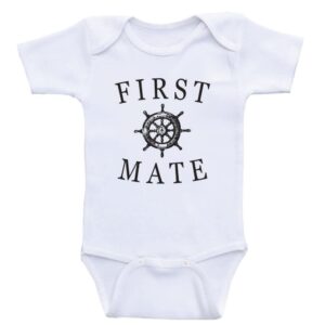 heart co designs nautical baby clothes first mate anchor one-piece shirts for babies (6mo-short sleeve)