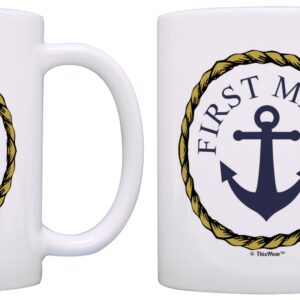 Captain and First Mate Couples Sailing Nautical Mug Bundle 2 Pack 11oz Ceramic Coffee Mugs Set