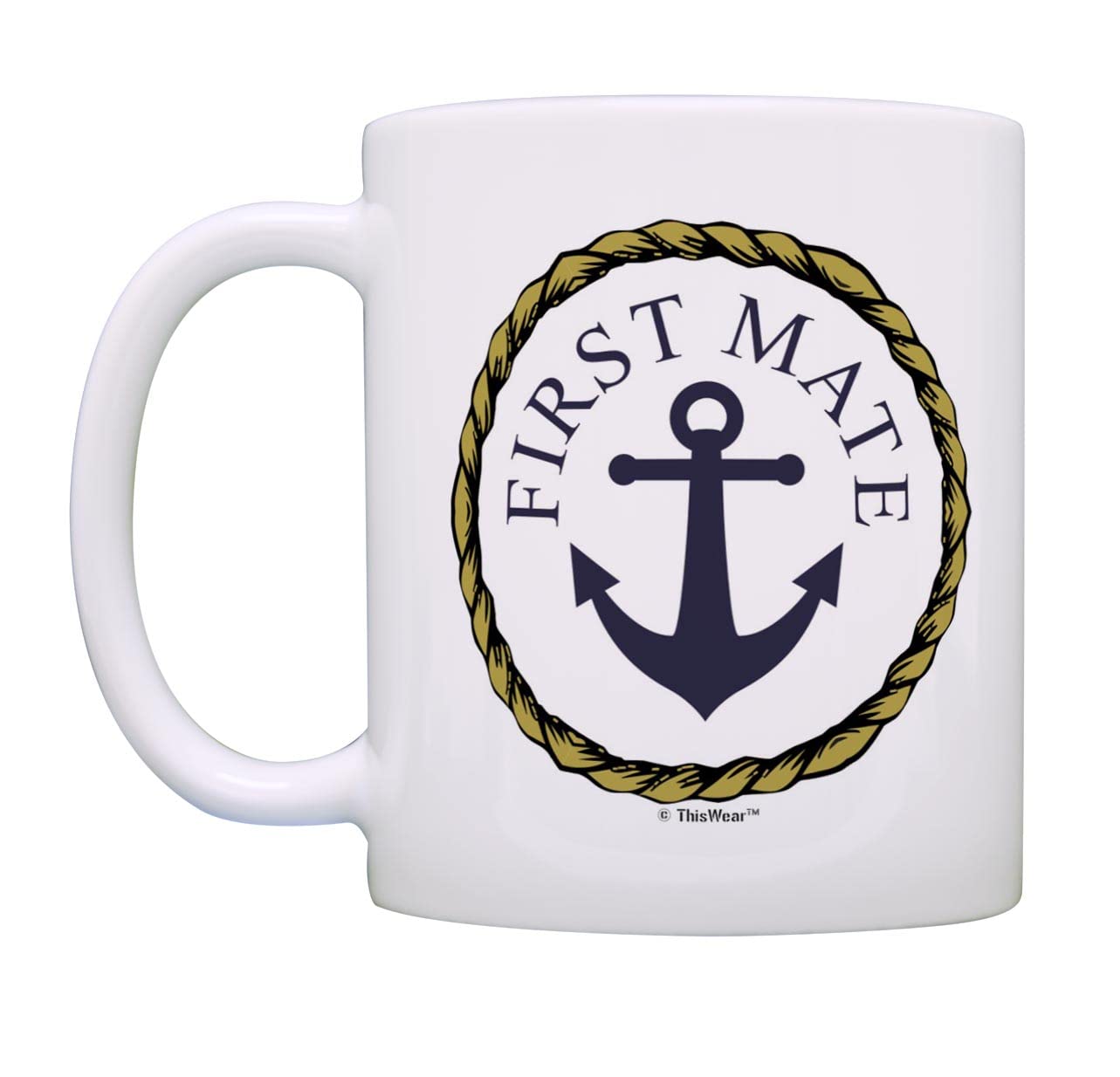 Captain and First Mate Couples Sailing Nautical Mug Bundle 2 Pack 11oz Ceramic Coffee Mugs Set