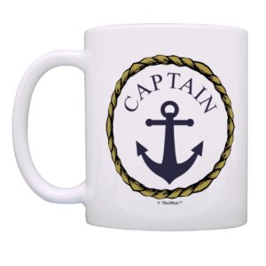 Captain and First Mate Couples Sailing Nautical Mug Bundle 2 Pack 11oz Ceramic Coffee Mugs Set