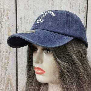 Enodtter First Mate Hat for Men Women, Boating Navy Gift, Embroidered Washed Blue Denim Dad Hat, Adjustable Embroidery Trucker Hats