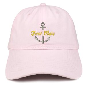 Trendy Apparel Shop First Mate Embroidered Unstructured Cotton Dad Hat - Light Pink