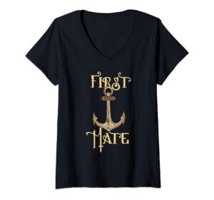 womens first mate design for boat crew v-neck t-shirt