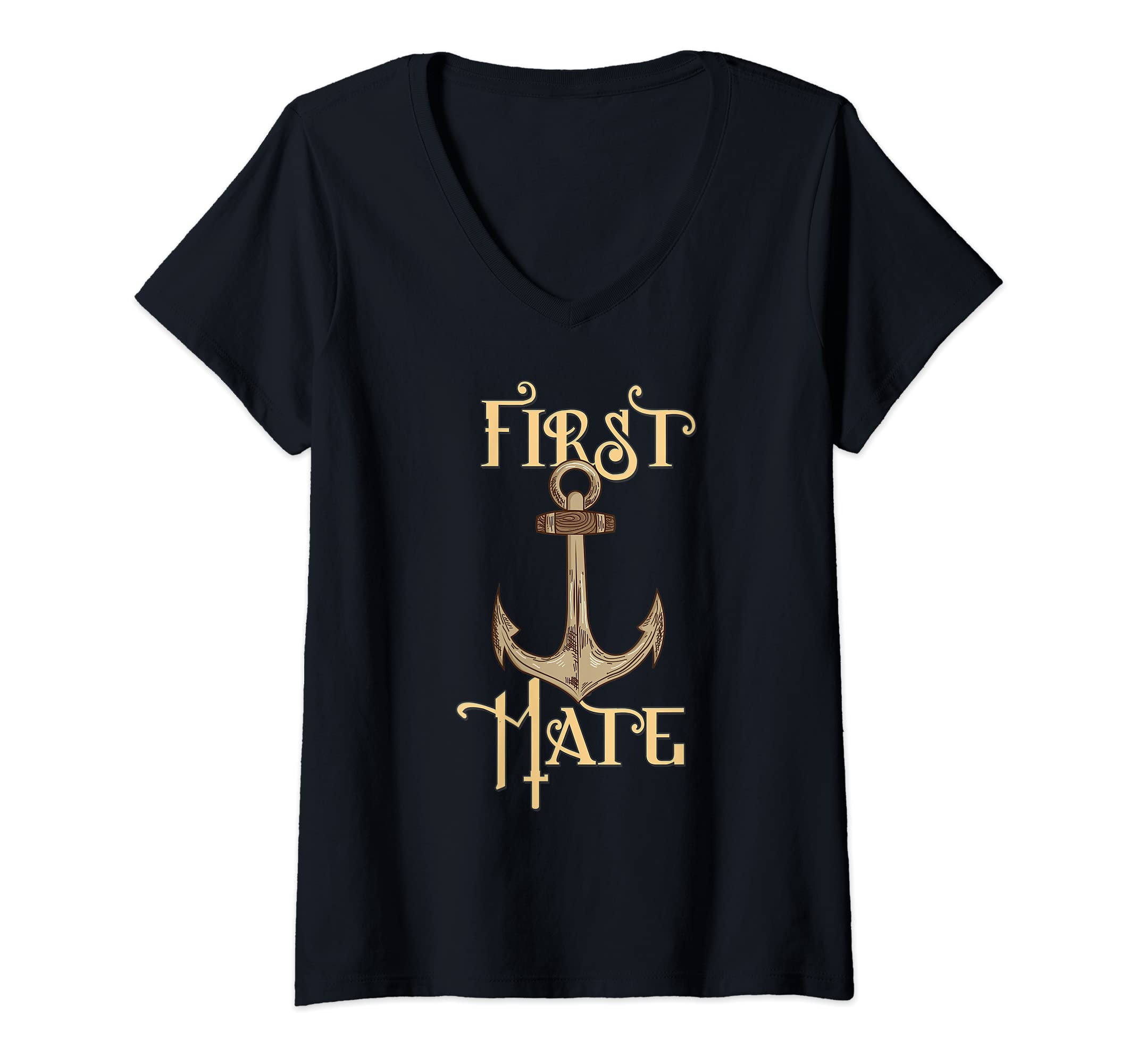 Womens First Mate Design For Boat Crew V-Neck T-Shirt