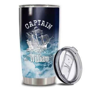 wazone personalized military captain first mate tumbler cup customized name 20 30 oz stainless steel travel mug gifts for him her couple men women on birthday christmas