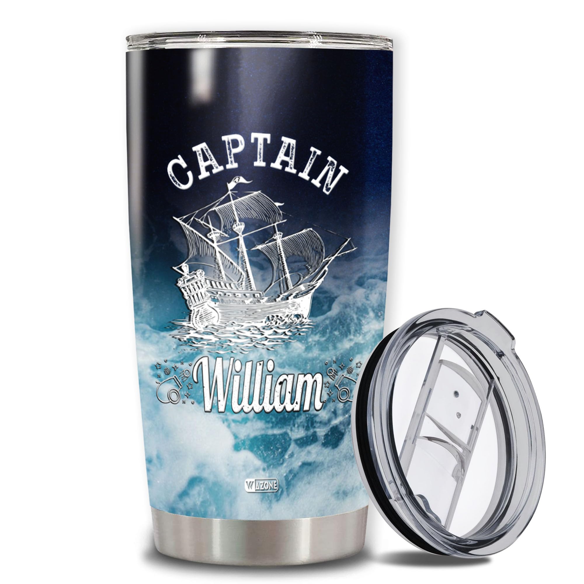 WAZONE Personalized Military Captain First Mate Tumbler Cup Customized Name 20 30 Oz Stainless Steel Travel Mug Gifts For Him Her Couple Men Women On Birthday Christmas