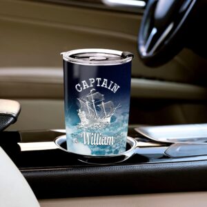 WAZONE Personalized Military Captain First Mate Tumbler Cup Customized Name 20 30 Oz Stainless Steel Travel Mug Gifts For Him Her Couple Men Women On Birthday Christmas