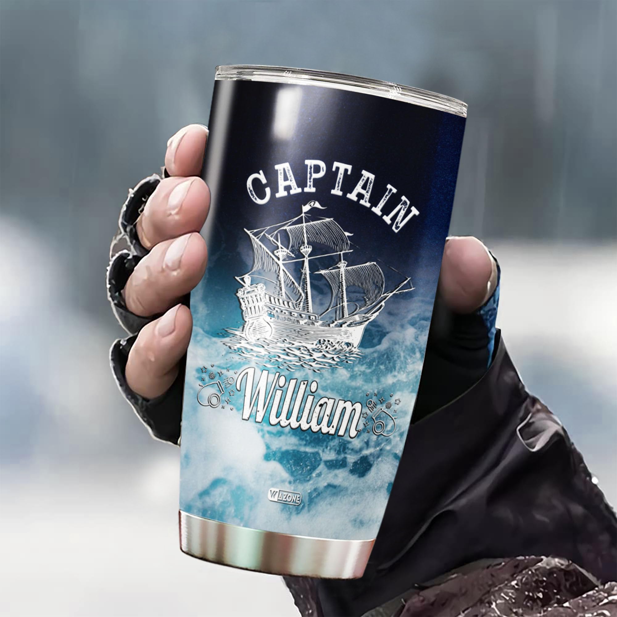 WAZONE Personalized Military Captain First Mate Tumbler Cup Customized Name 20 30 Oz Stainless Steel Travel Mug Gifts For Him Her Couple Men Women On Birthday Christmas