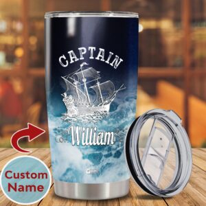 WAZONE Personalized Military Captain First Mate Tumbler Cup Customized Name 20 30 Oz Stainless Steel Travel Mug Gifts For Him Her Couple Men Women On Birthday Christmas