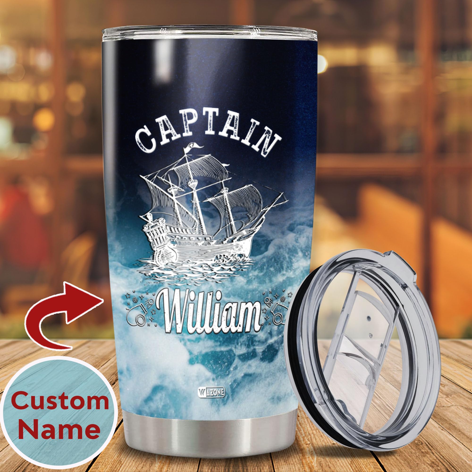 WAZONE Personalized Military Captain First Mate Tumbler Cup Customized Name 20 30 Oz Stainless Steel Travel Mug Gifts For Him Her Couple Men Women On Birthday Christmas