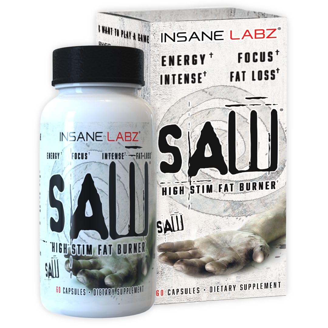 Insane Labz SAW®, High Potency Fat Burner, Thermogenic Weight Loss Supplement and Appetite Suppressant with L-Tyrosine, Yerba Mate, GABA and Alpha Yohimbine, 60 Srvgs