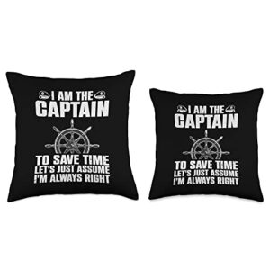 Boat Captain Gift First Mate Accessories & Stuff Cool Captain Art for Men Women First Mate Ship Boating Throw Pillow, 16x16, Multicolor