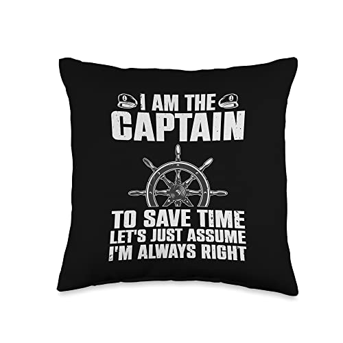 Boat Captain Gift First Mate Accessories & Stuff Cool Captain Art for Men Women First Mate Ship Boating Throw Pillow, 16x16, Multicolor