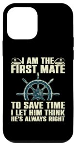 iphone 12 mini funny first mate for men women pontoon boat captain boating case