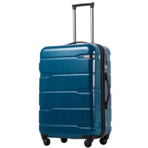 coolife luggage expandable(only 28") suitcase pc+abs spinner built-in tsa lock 20in 24in 28in carry on (caribbean blue., l(28in).)