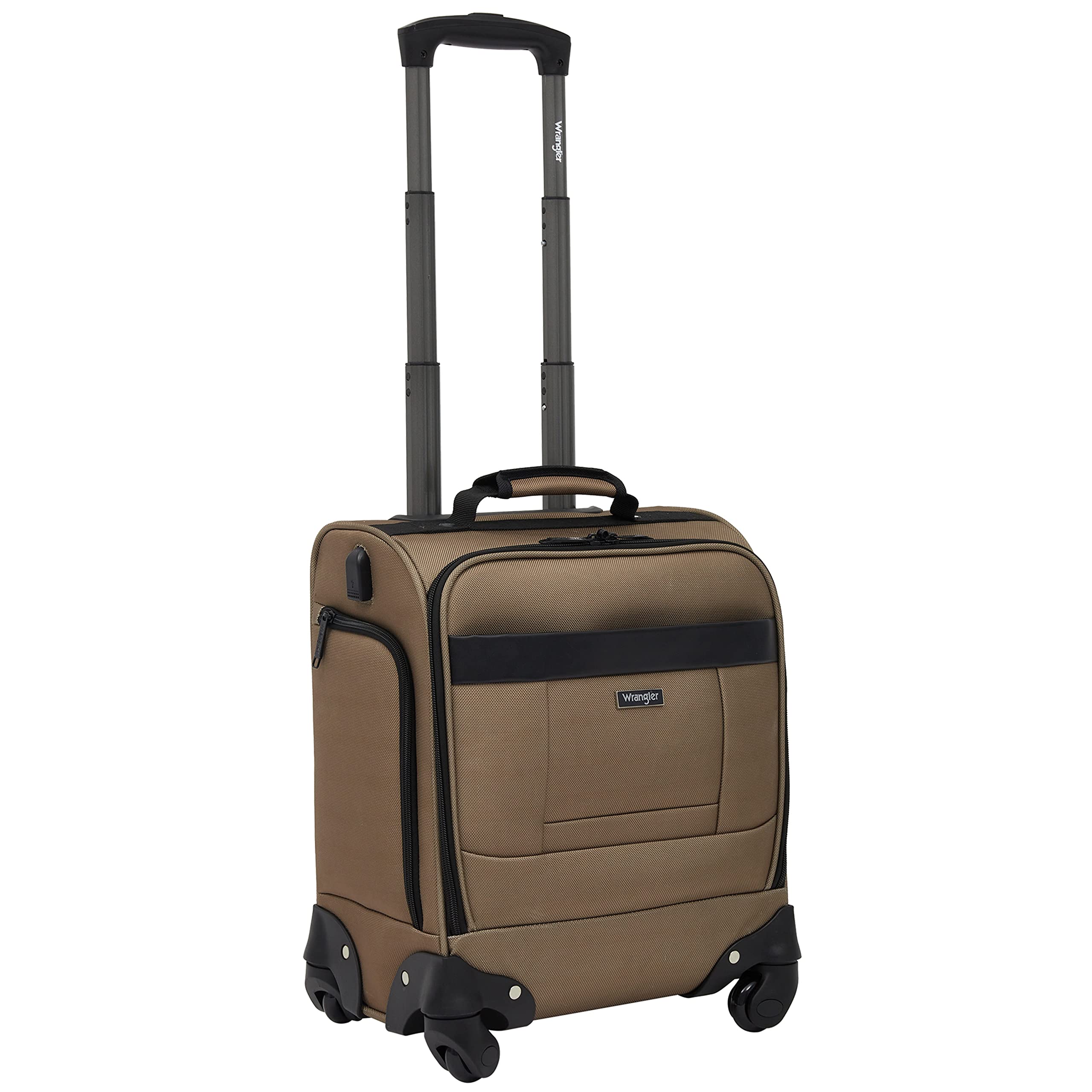 Wrangler 15" Underseat Spinner Carry-On Luggage, Mocha