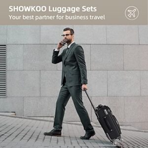 SHOWKOO Luggage Sets 3 Piece Softside Expandable Lightweight Durable Suitcase Sets Double Spinner Wheels TSA Lock Black (20in/24in/28in)